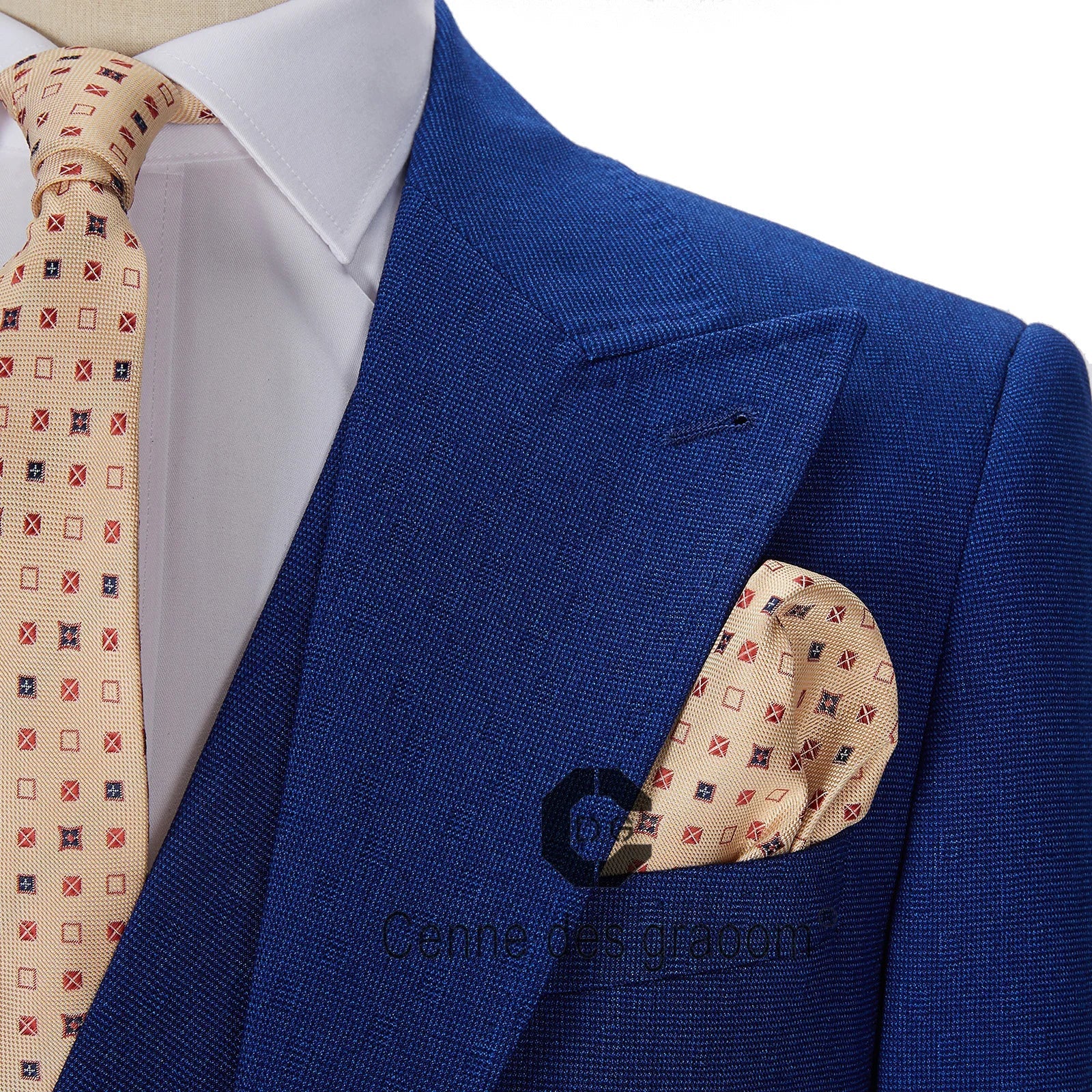 ( Jacket + Vest + Pants ) Cenne Des Graoom New Royal Blue Men Suits Tailor-Made Costume Casual Business Formal Wedding Groom