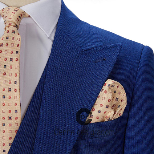 ( Jacket + Vest + Pants ) Cenne Des Graoom New Royal Blue Men Suits Tailor-Made Costume Casual Business Formal Wedding Groom