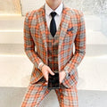 ( Jackets + Vest + Pants ) New Fashion Boutique Plaid Mens Casual Business Suit Groom Wedding Dress Suit 3pces Set Male Blazer - Luxurymenwear